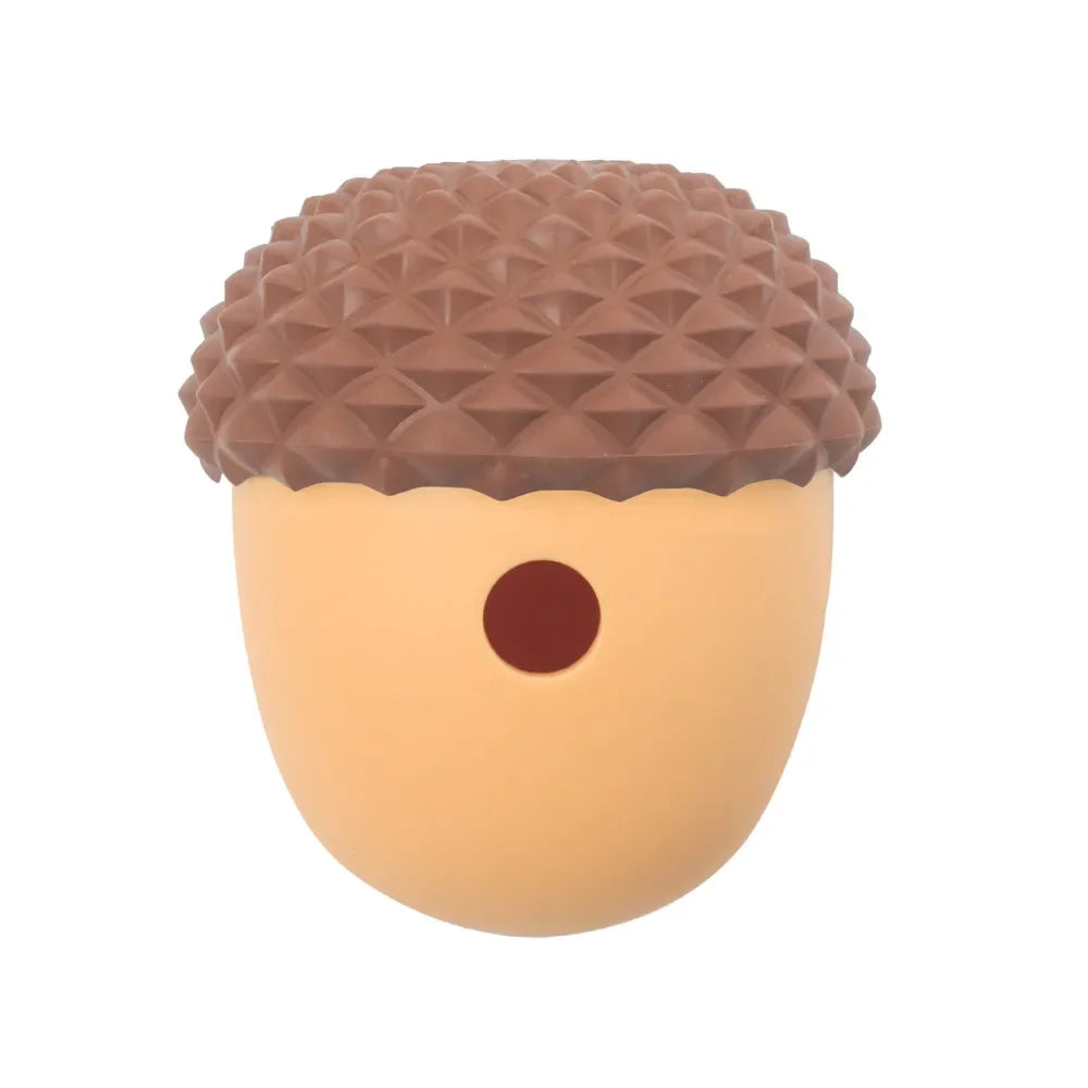 Durable Non Toxic Silicone Acorn Dog Toy Interactive Puzzle SlowFeedingChewTeethCleaning