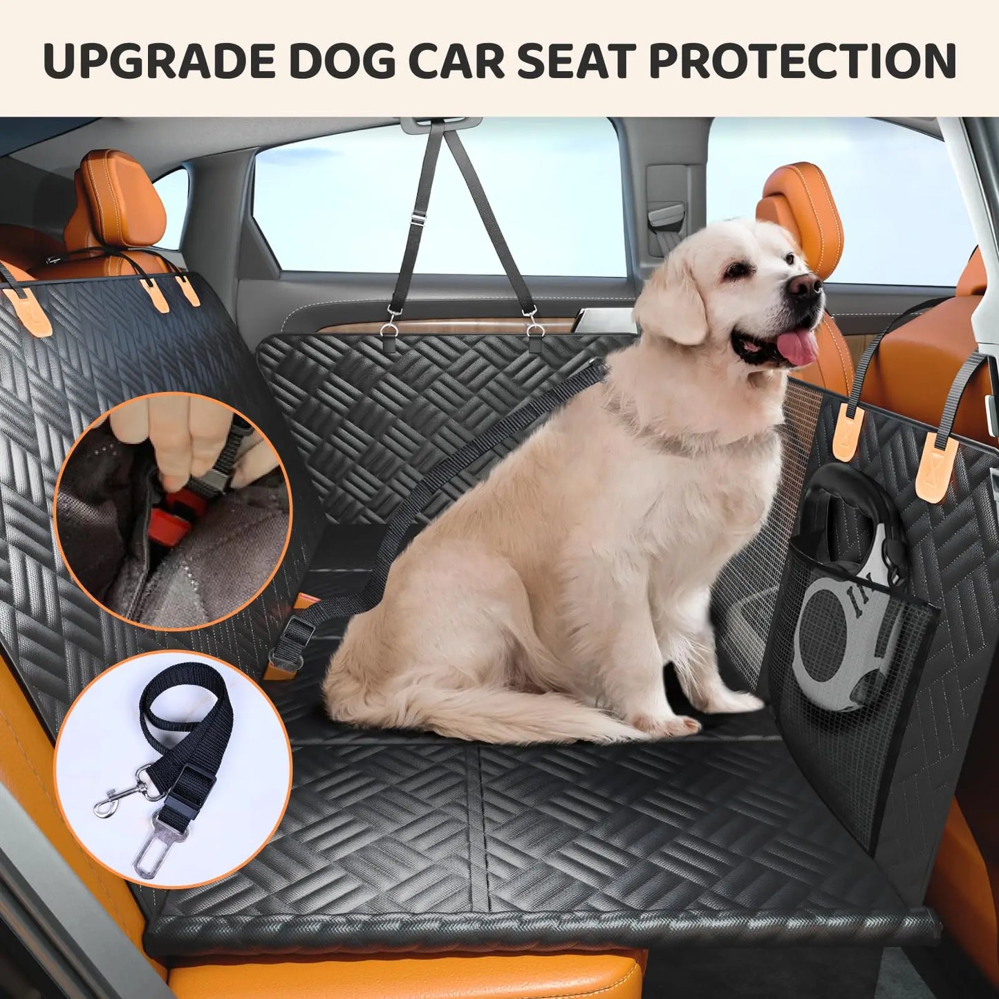 Dog Car Seat Cover for Back Seat, Hard Bottom Back Seat Extender for Dogs - Supports 400lbs, Back Seat Pet Cover, SUV and Trucks