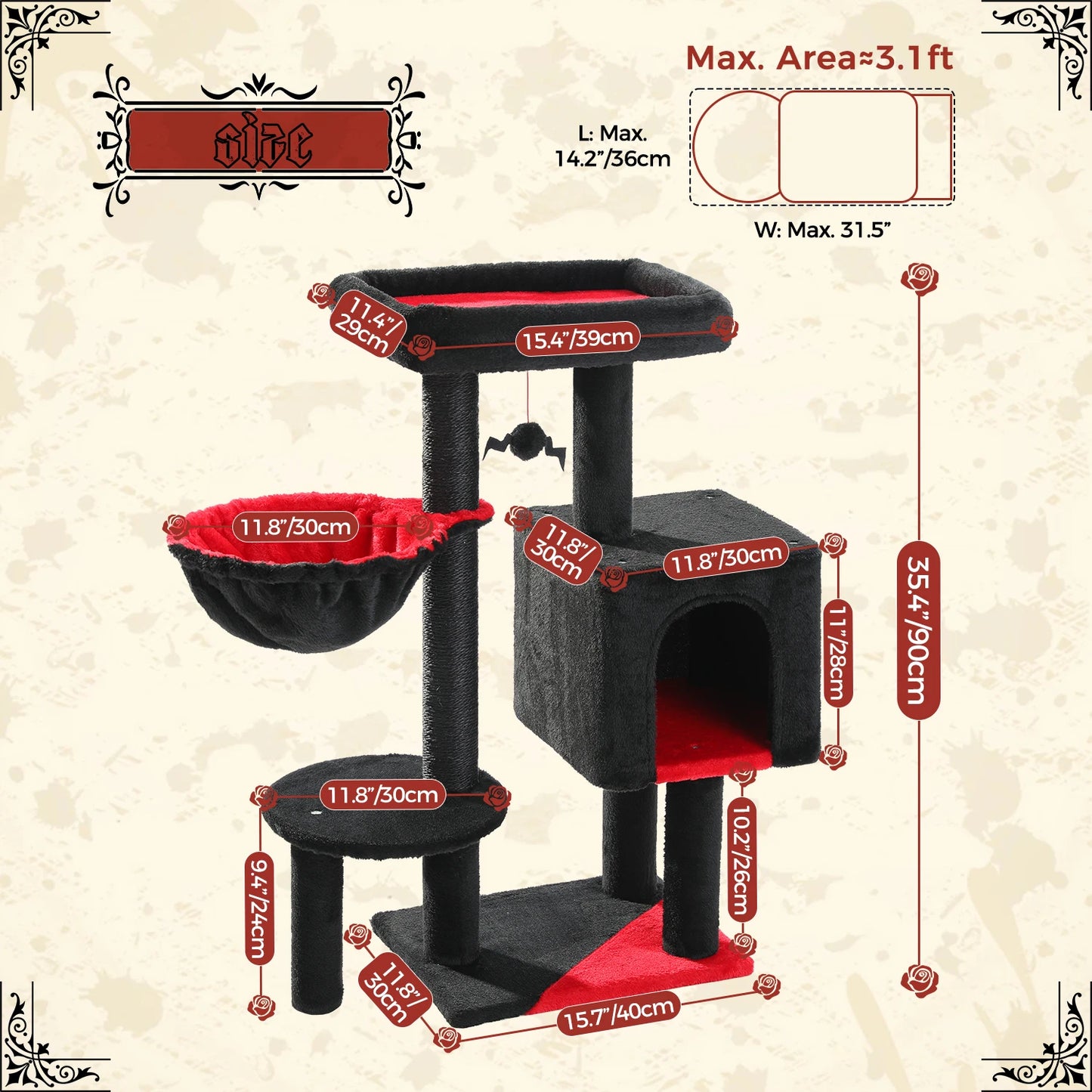 PEQULTICN Cat Tree With Scratching Post And Private Cat Condo