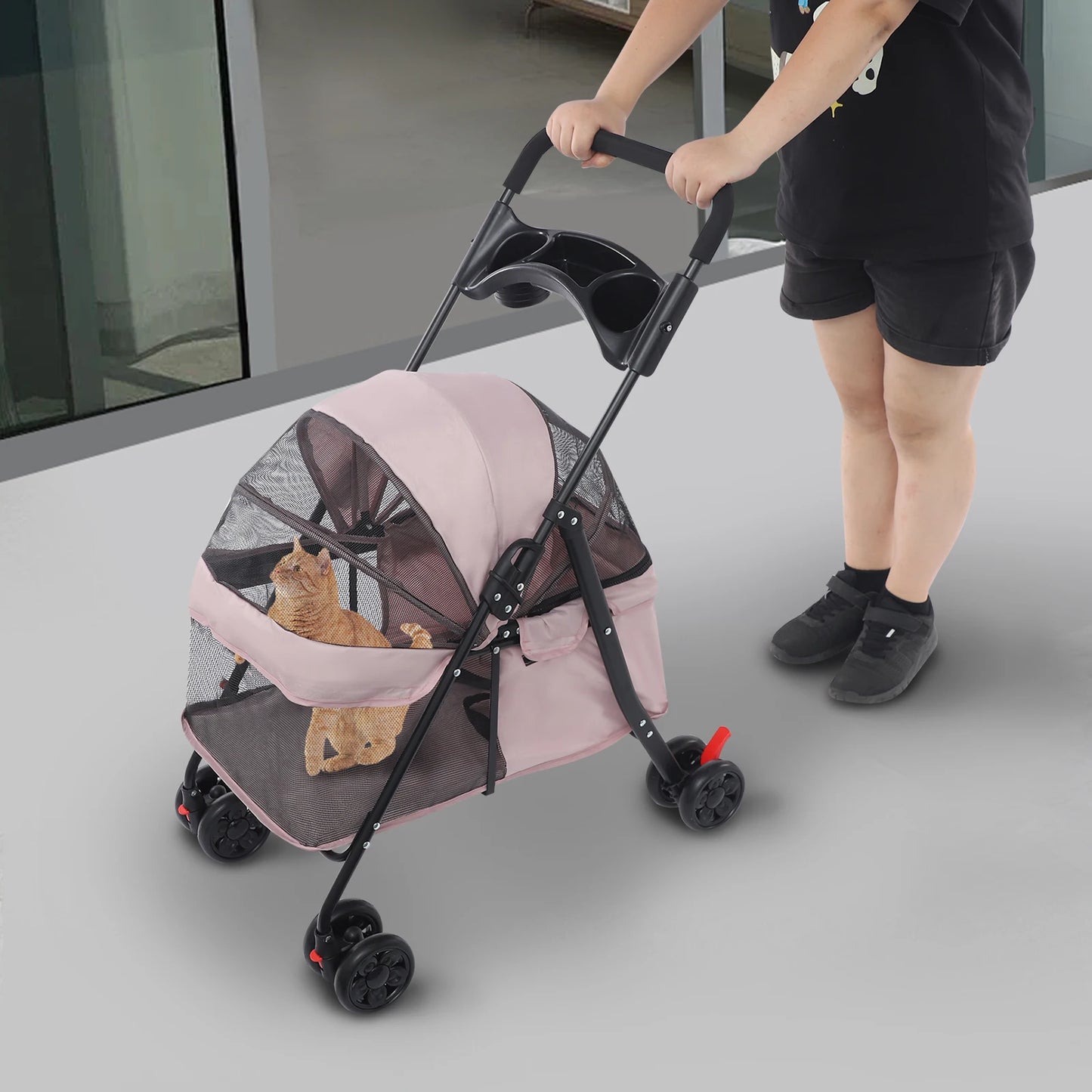 Foldable Lightweight Pet Cart For Small-To-Medium Dogs And Cats All-Season-Outdoor-Travel-Ready