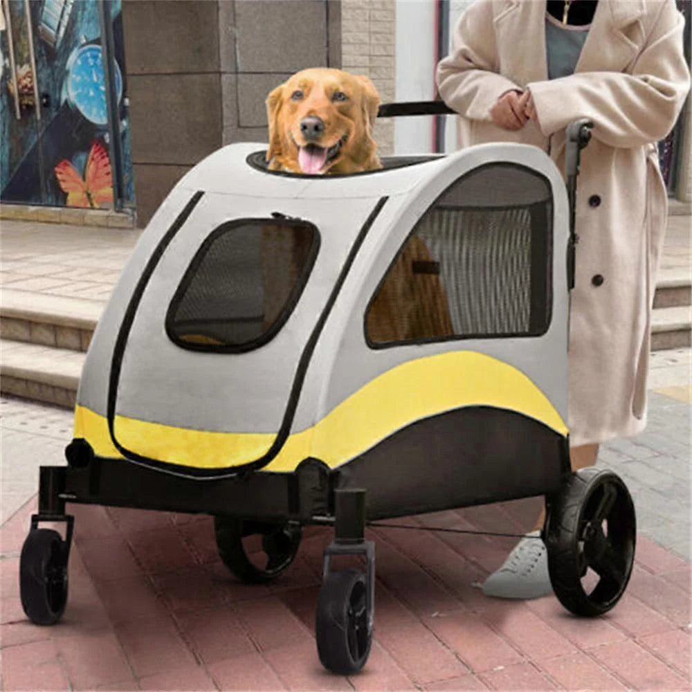 Premium Foldable Allterrain Dog Stroller Pram 4 Wheel Travel Jogger