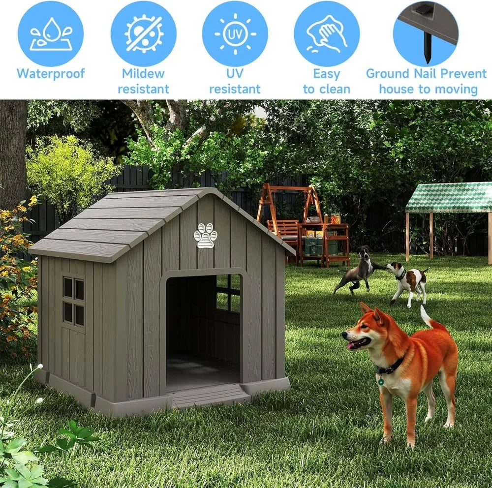 Weatherproof Dog House With Air Vents And Elevated Floor