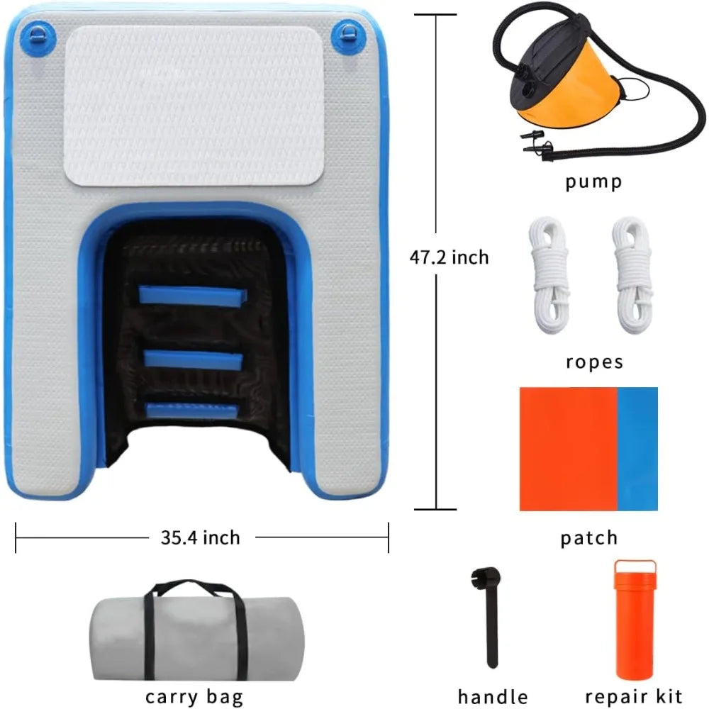 Inflatable Dock, Load-Bearing 200 pounds, Dog pet ramp, Suitable for Swimming Pools, Boat Docks, Lakes, Beach use Water Sports P