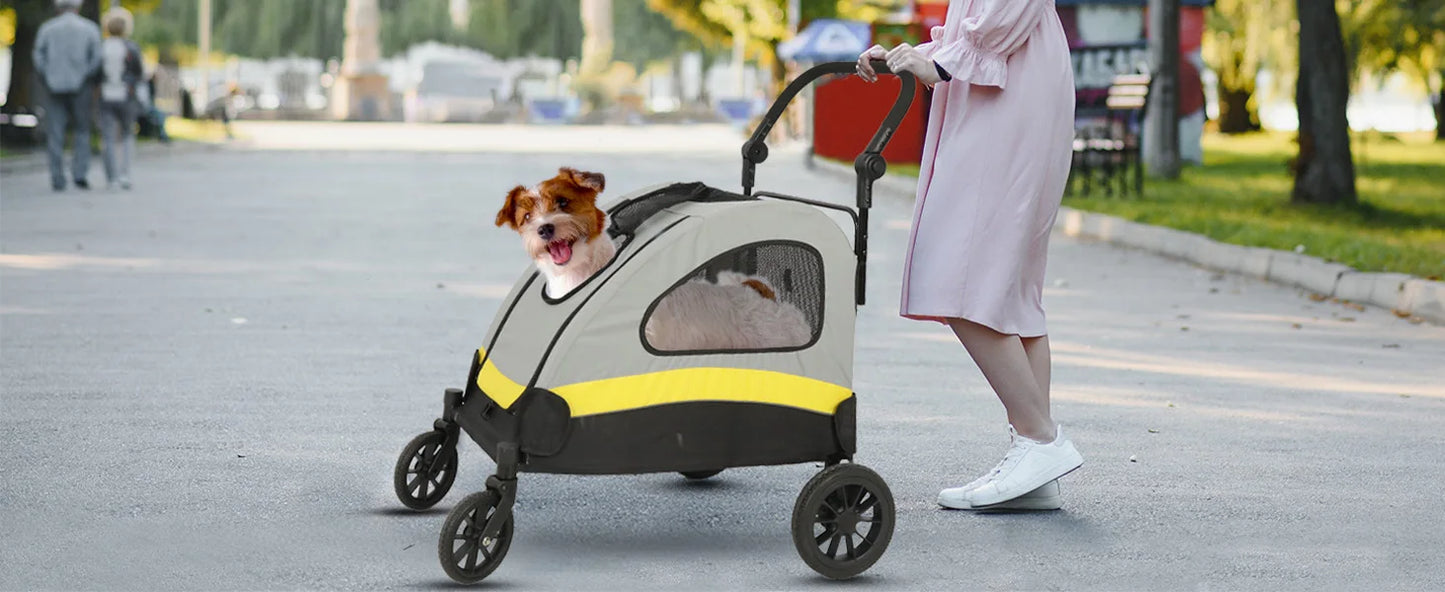 Premium Foldable Allterrain Dog Stroller Pram 4 Wheel Travel Jogger