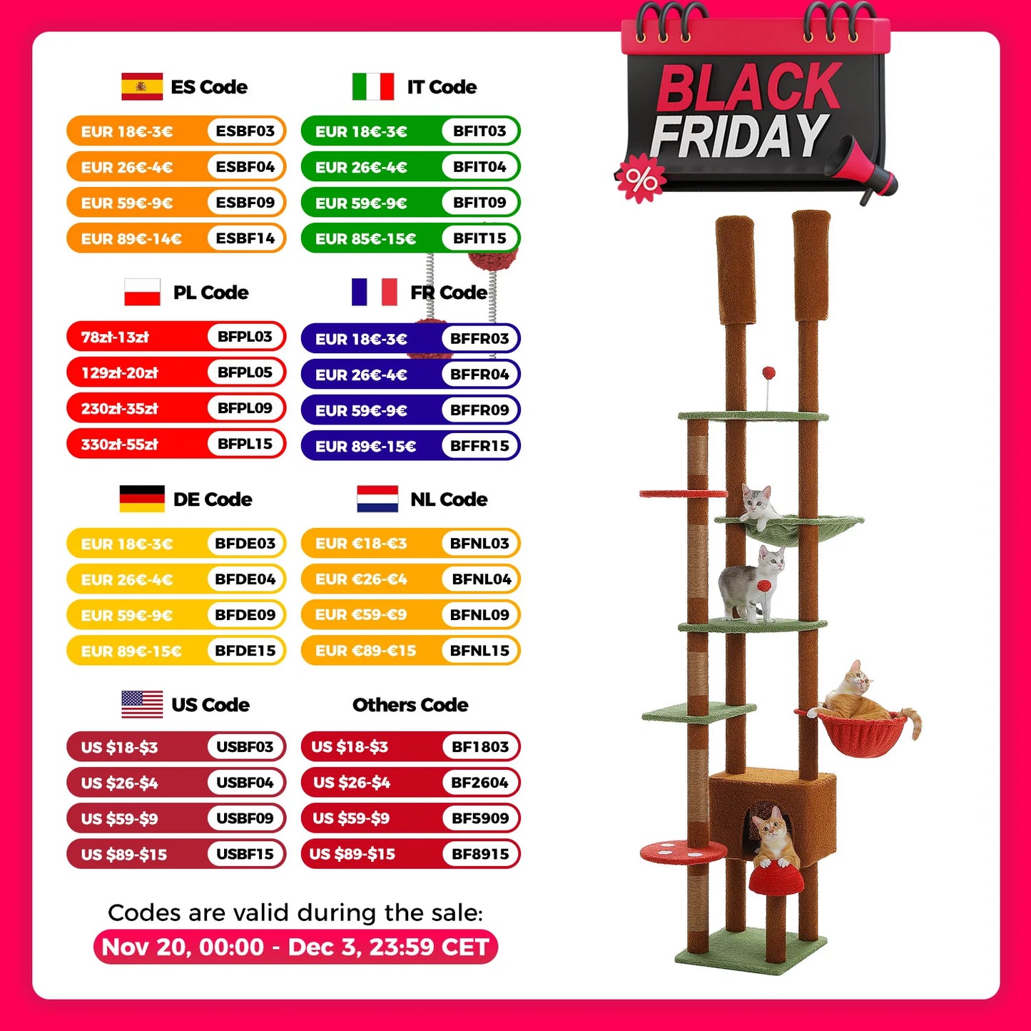 PEQULTICN Mushroom Shaped Cat Tower With Large Perch Hammock