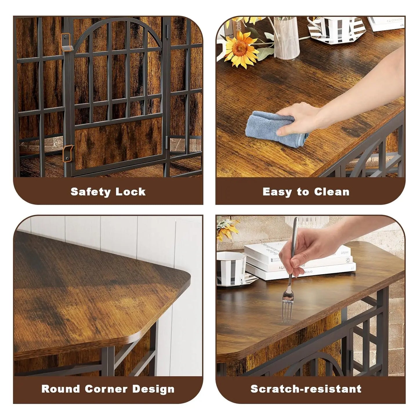 Corner Dog Crate Furniture, 52 Inch Large Indoor Dog Kennel Wooden End Table, Modern Dog Cage Decorative Pet House, Customized