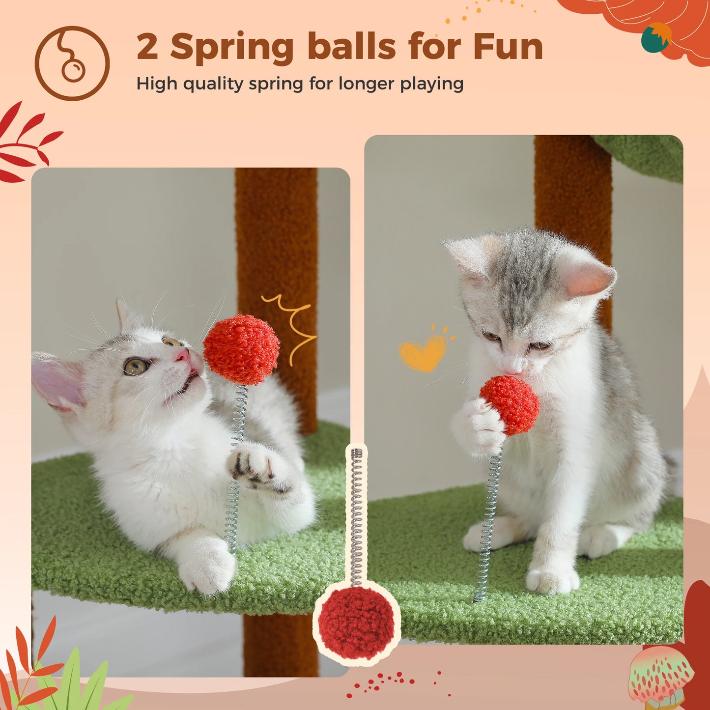 PEQULTICN Mushroom Shaped Cat Tower With Large Perch Hammock