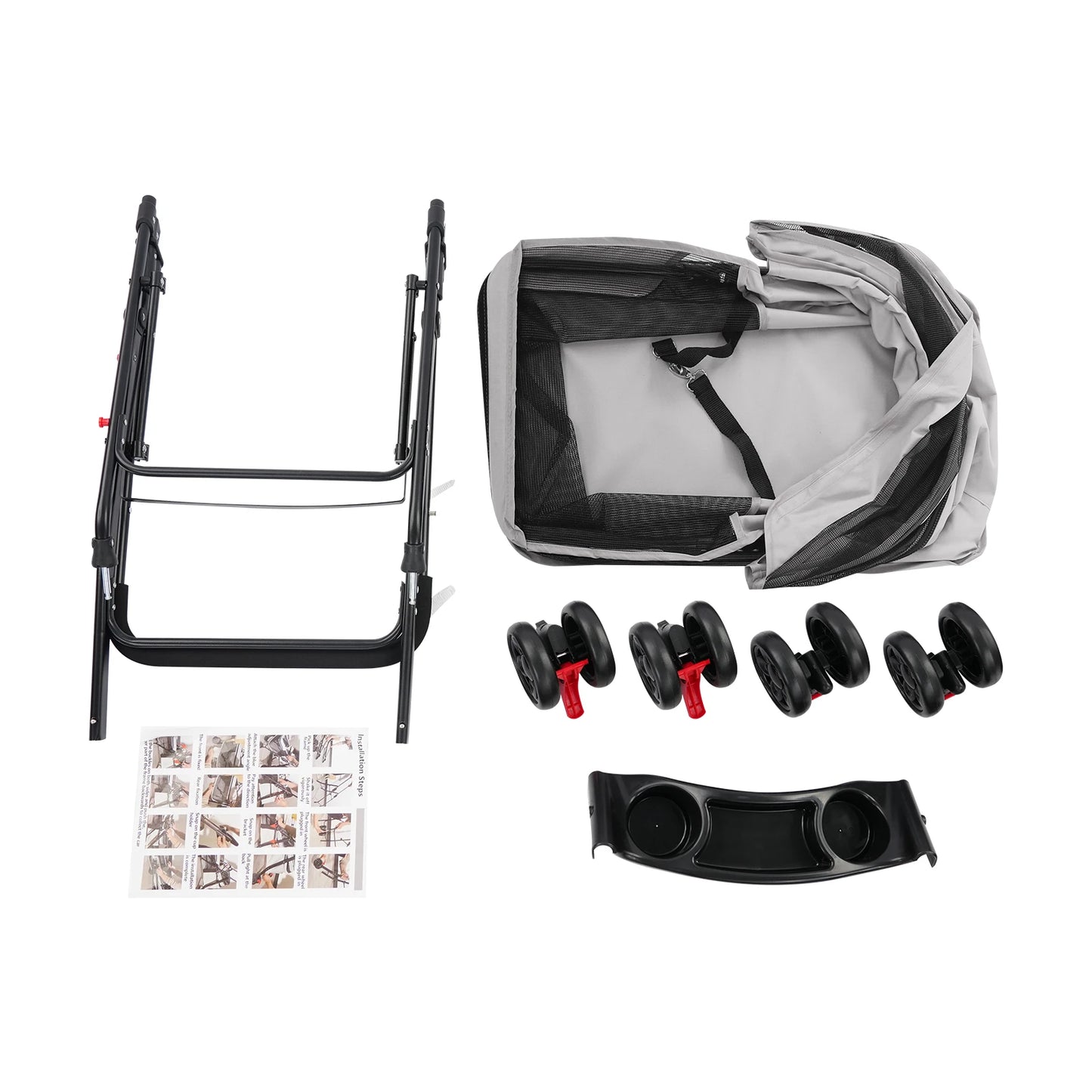Foldable Lightweight Pet Cart For Small-To-Medium Dogs And Cats All-Season-Outdoor-Travel-Ready