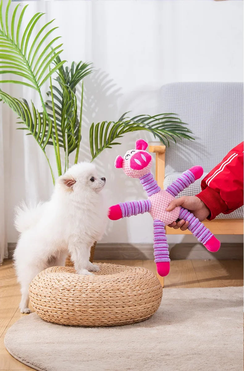 Indestructible Large Dog Squeaky Plush Toy Animal Shape Chew Molar Training Dental