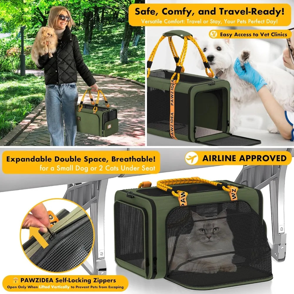 TIFICY Expandable Pet Carrier With Wheels TSA Airline Cat Carrier