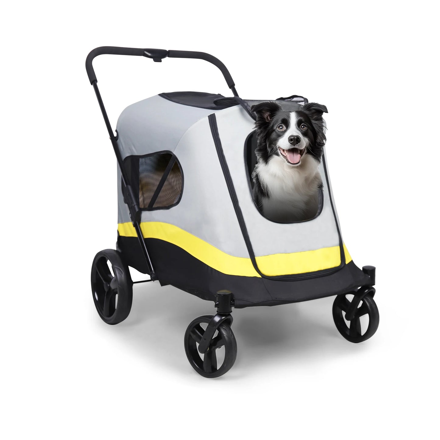 One Click Foldable Dog Stroller Portable AllTerrain 4Wheel TravelBuggy CarrierSystem