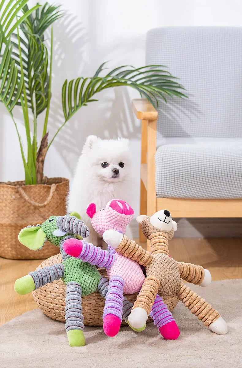 Indestructible Large Dog Squeaky Plush Toy Animal Shape Chew Molar Training Dental