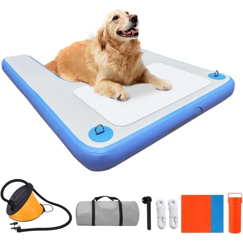 Inflatable Dock, Load-Bearing 200 pounds, Dog pet ramp, Suitable for Swimming Pools, Boat Docks, Lakes, Beach use Water Sports P