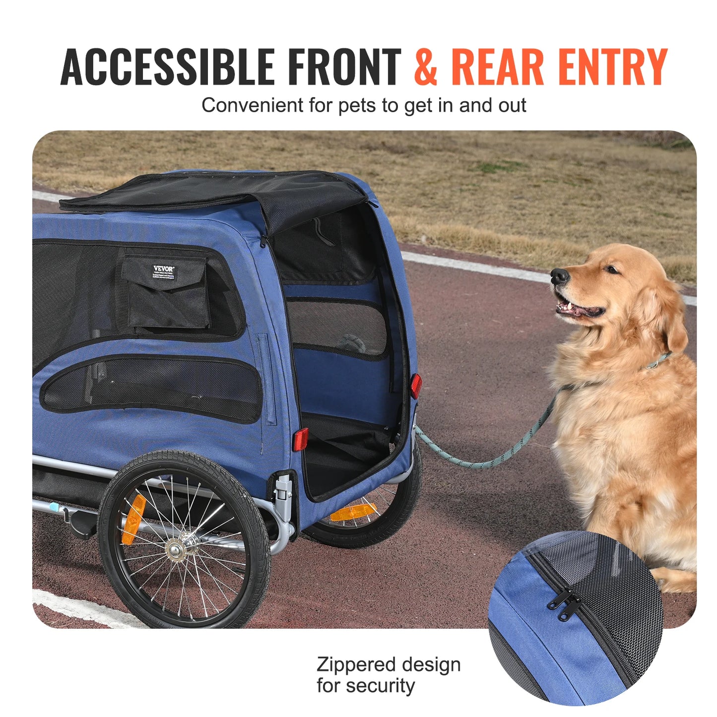 100lb Dog Bicycle Trailer Carrier With Reflectors And Coupler