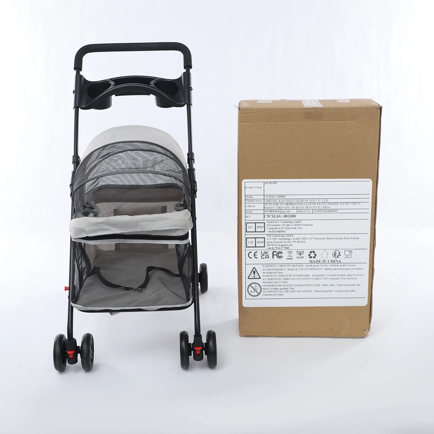 Foldable Lightweight Pet Cart For Small-To-Medium Dogs And Cats All-Season-Outdoor-Travel-Ready