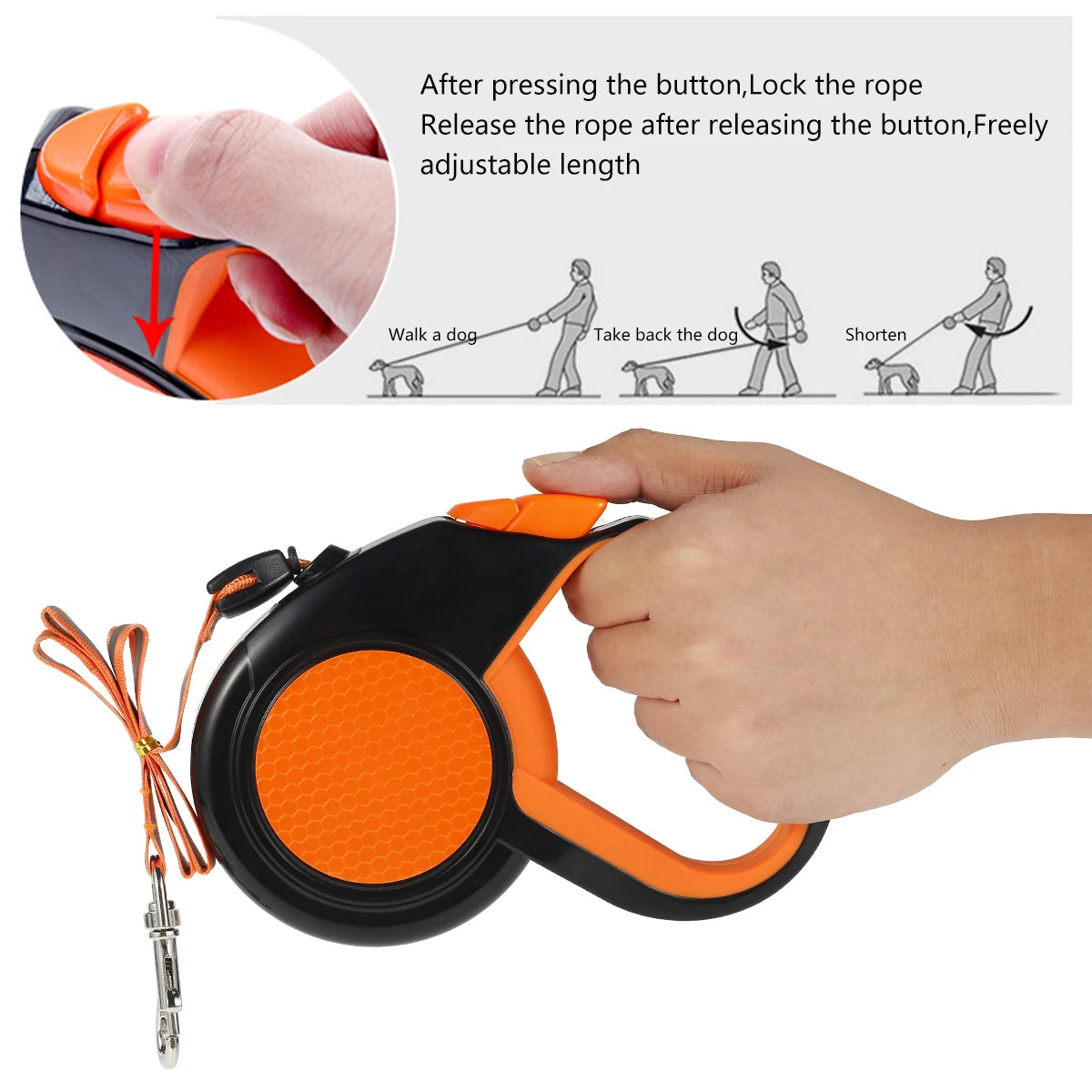 Retractable Dog Leash Heavy Duty Reflective Non Slip Handle