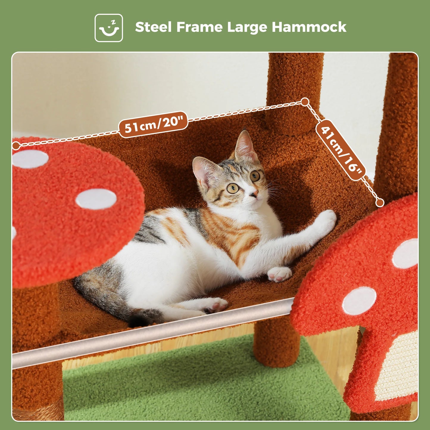 PEQULTICN Mushroom Shaped Cat Tower With Large Perch Hammock