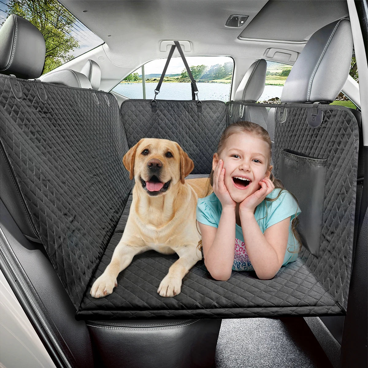 PETRAVEL Dog Car Back Seat Extender Hammock Cover Waterproof