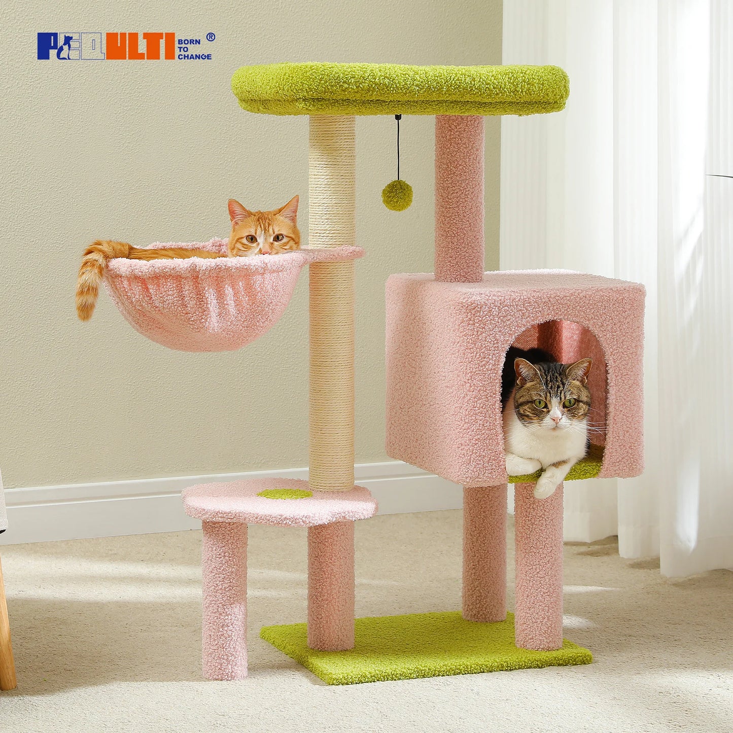 PEQULTICN Cat Tree With Scratching Post And Private Cat Condo