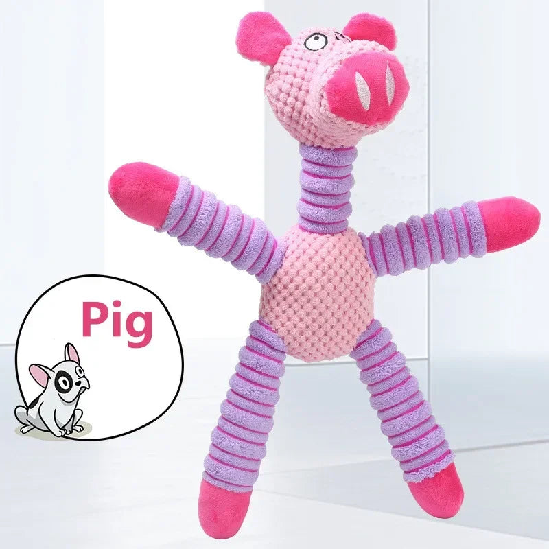 Indestructible Large Dog Squeaky Plush Toy Animal Shape Chew Molar Training Dental