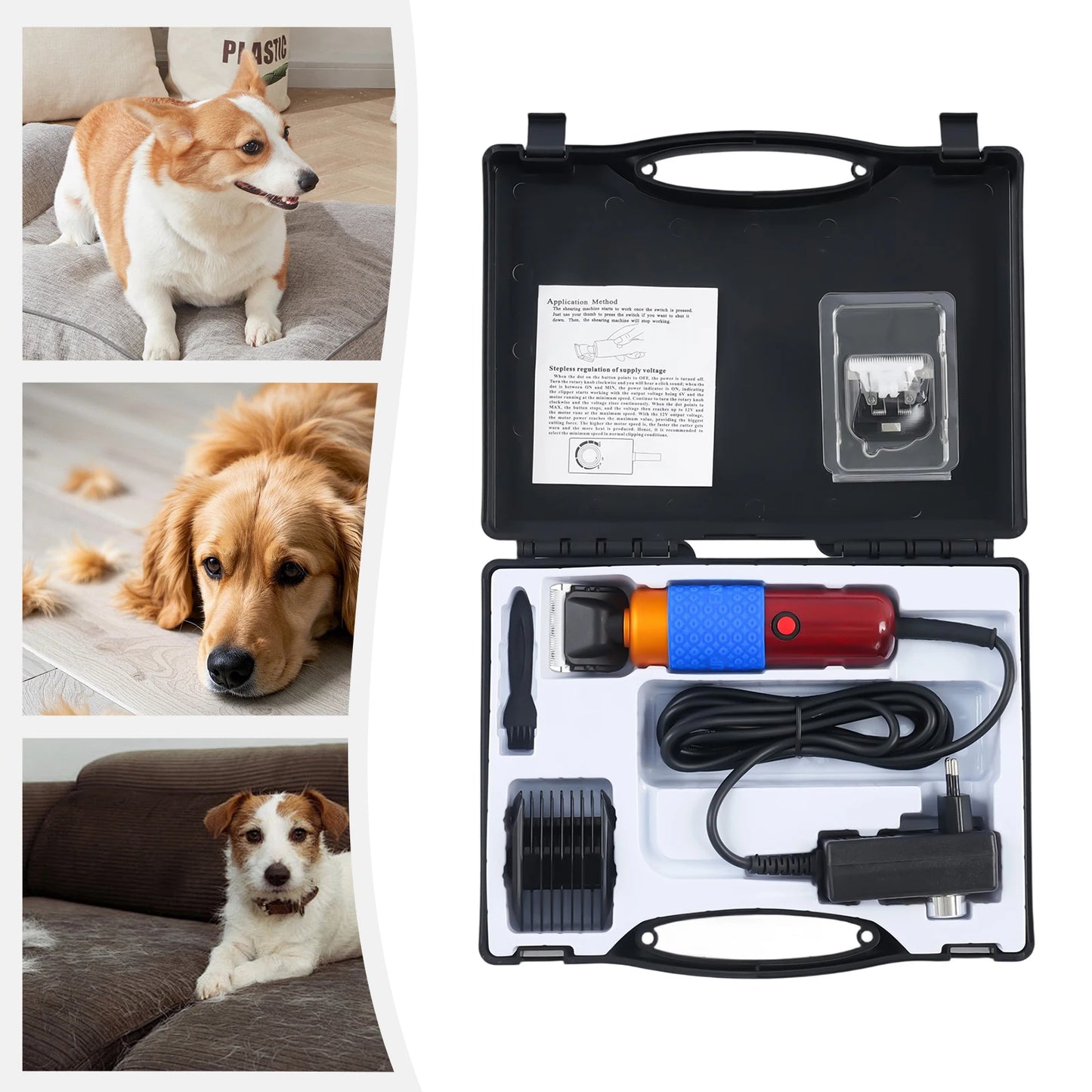 Professional Dog And Cat Hair Clipper Kit With Detachable Blades