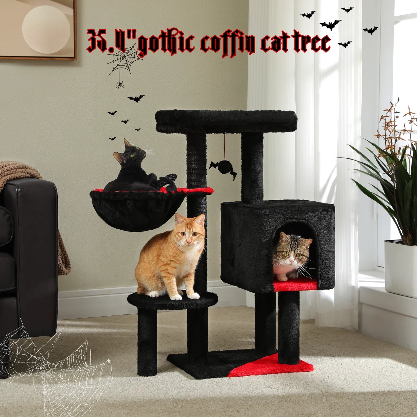 PEQULTICN Cat Tree With Scratching Post And Private Cat Condo