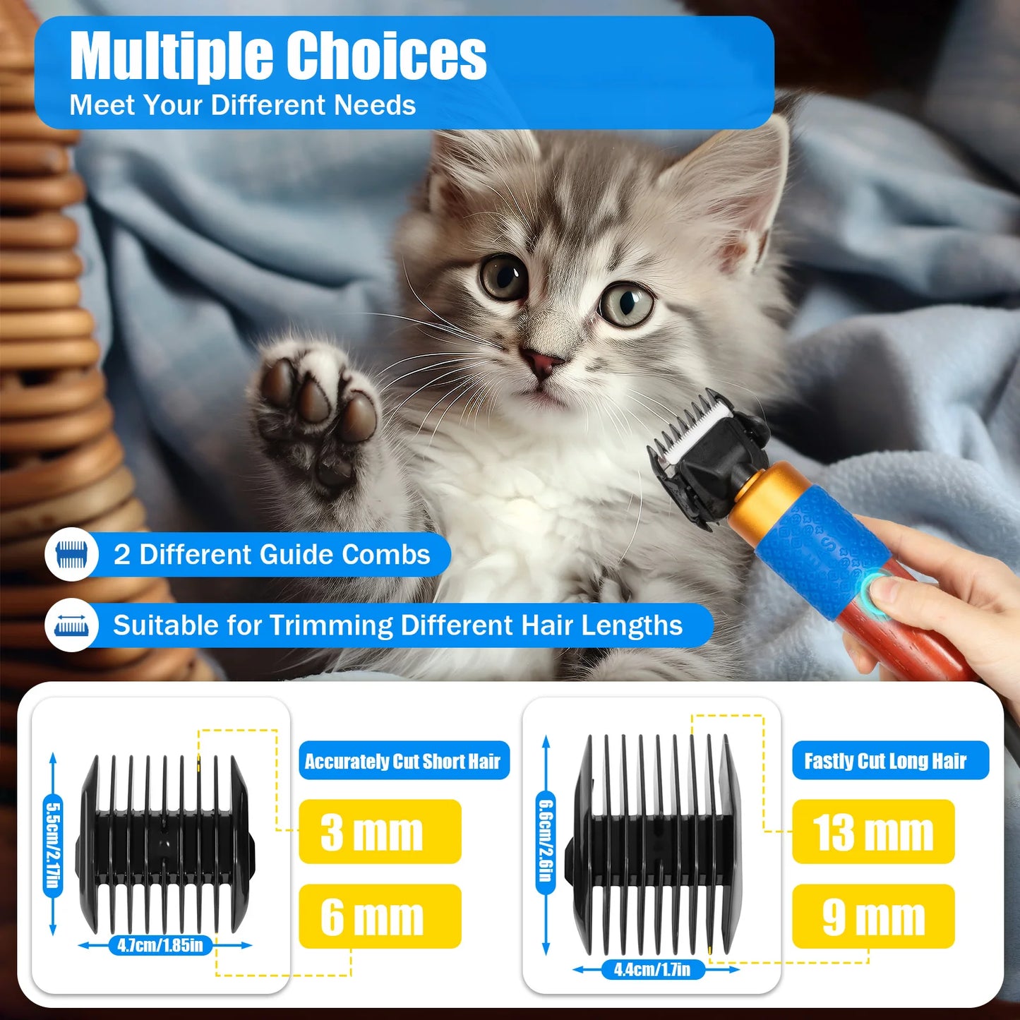 Professional Dog And Cat Hair Clipper Kit With Detachable Blades