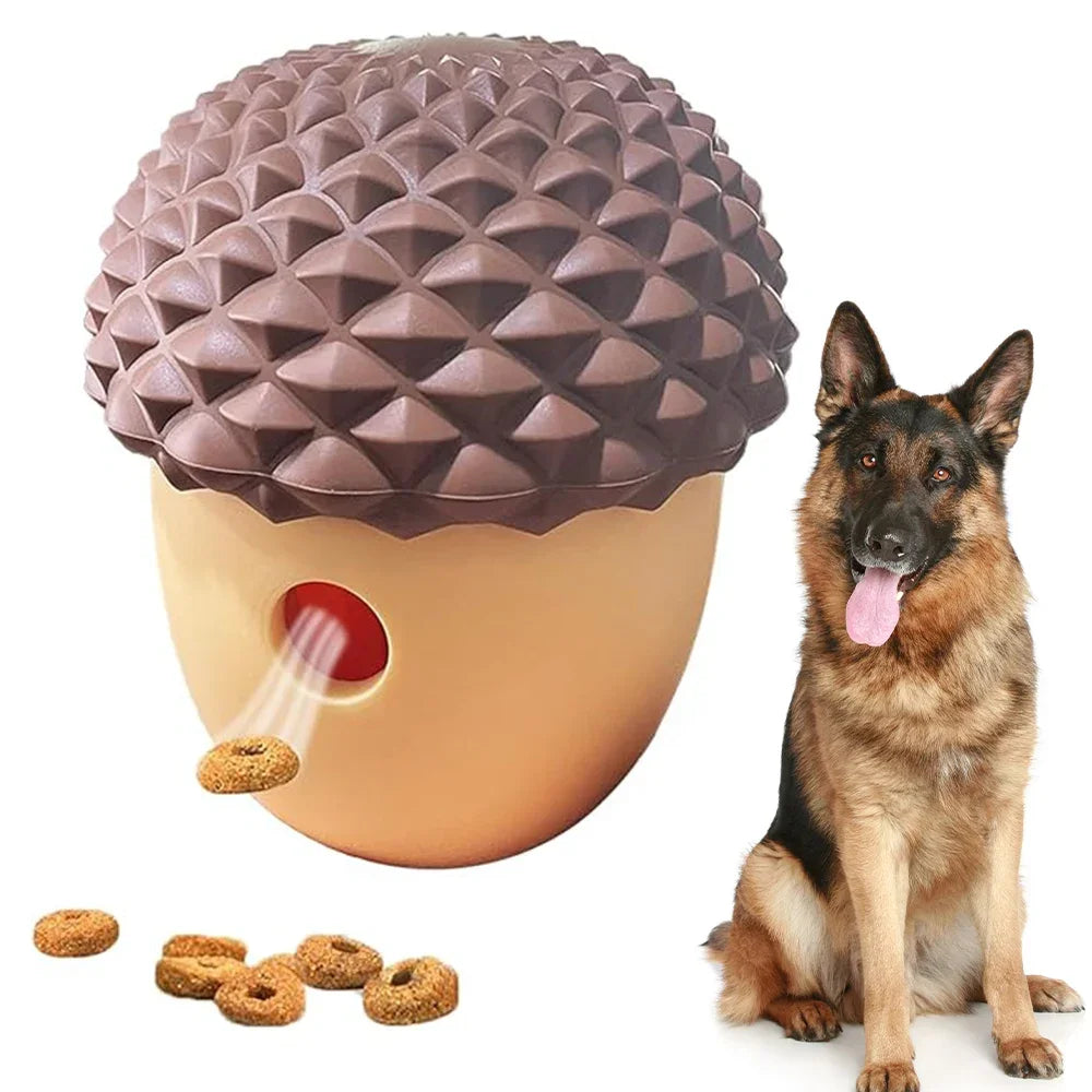 Durable Non Toxic Silicone Acorn Dog Toy Interactive Puzzle SlowFeedingChewTeethCleaning