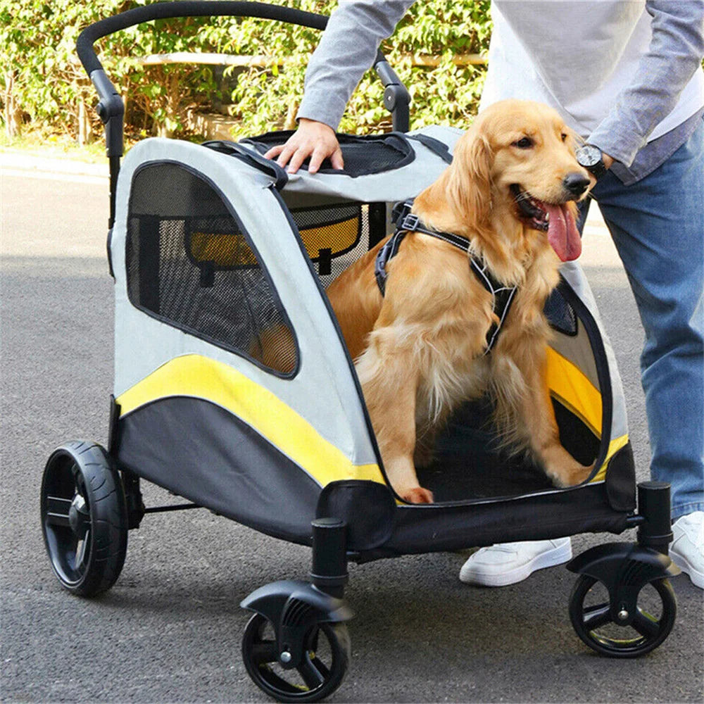 Premium Foldable Allterrain Dog Stroller Pram 4 Wheel Travel Jogger