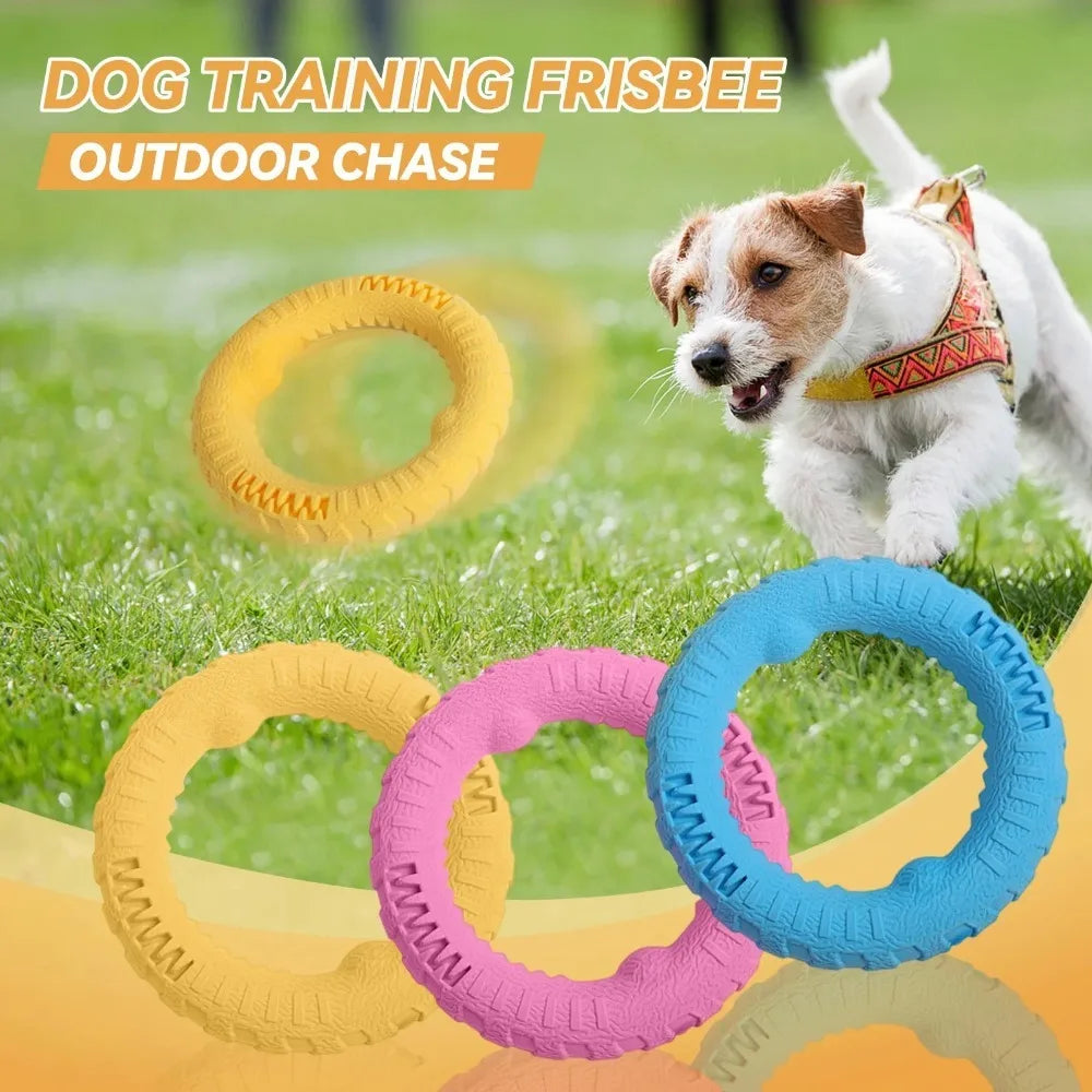 3PCS Interactive Floating Water Dog Toy Training Ring Durable Flying Disk Puller Resistant Chew-Proof for Small Medium Dog