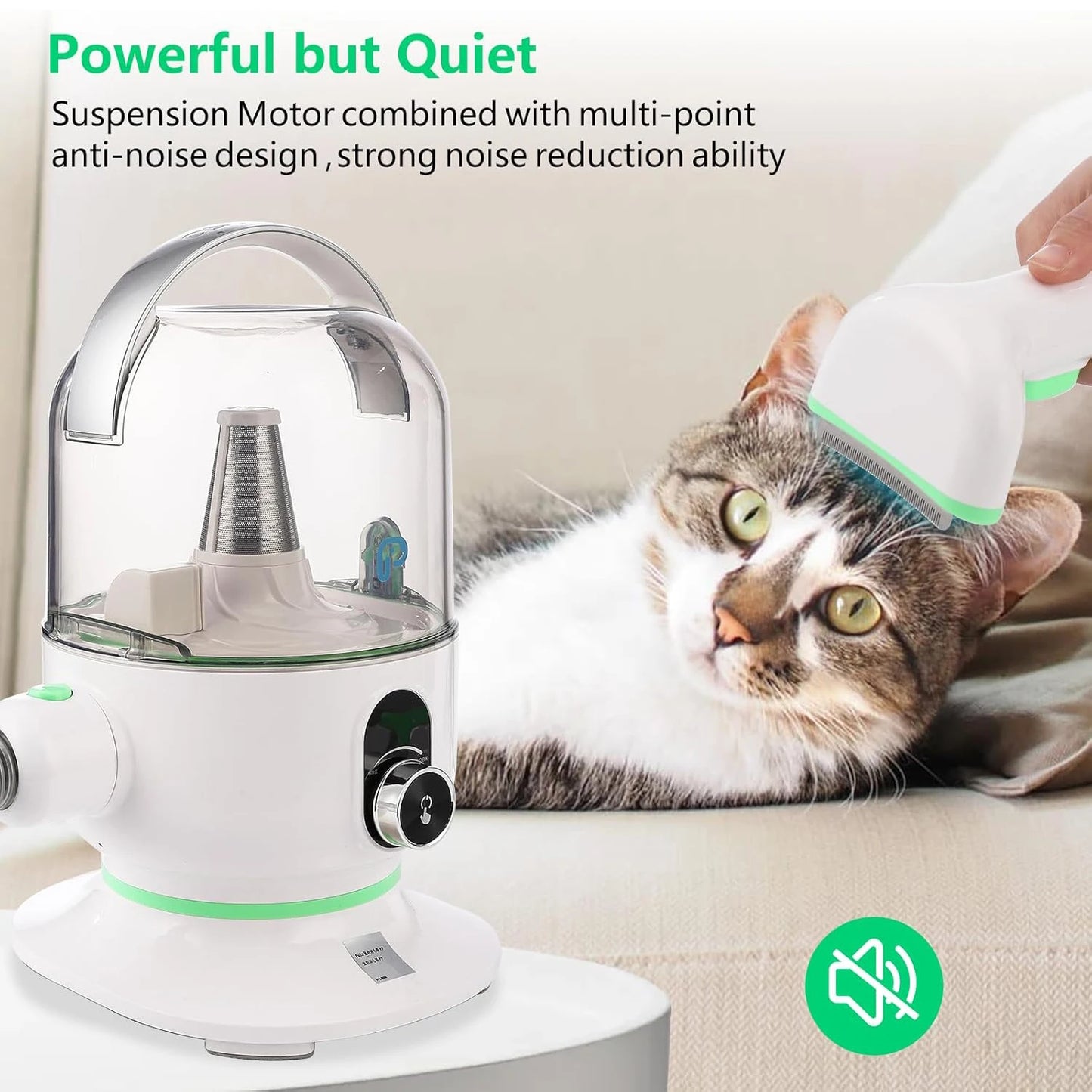 DishyKooker Pet Grooming Kit With Quiet Vacuum And Five Tools