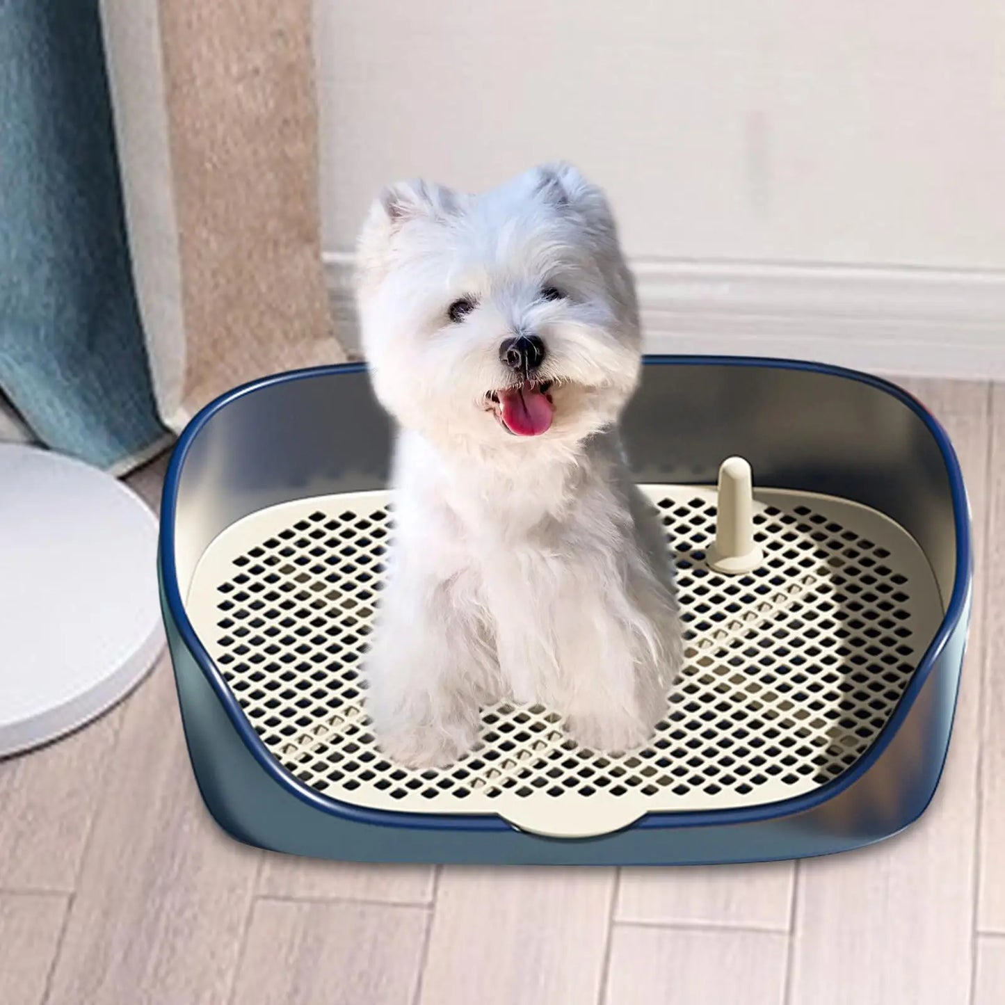 Indoor Pet Litter Pan With Removable Grille Portable Dog Potty