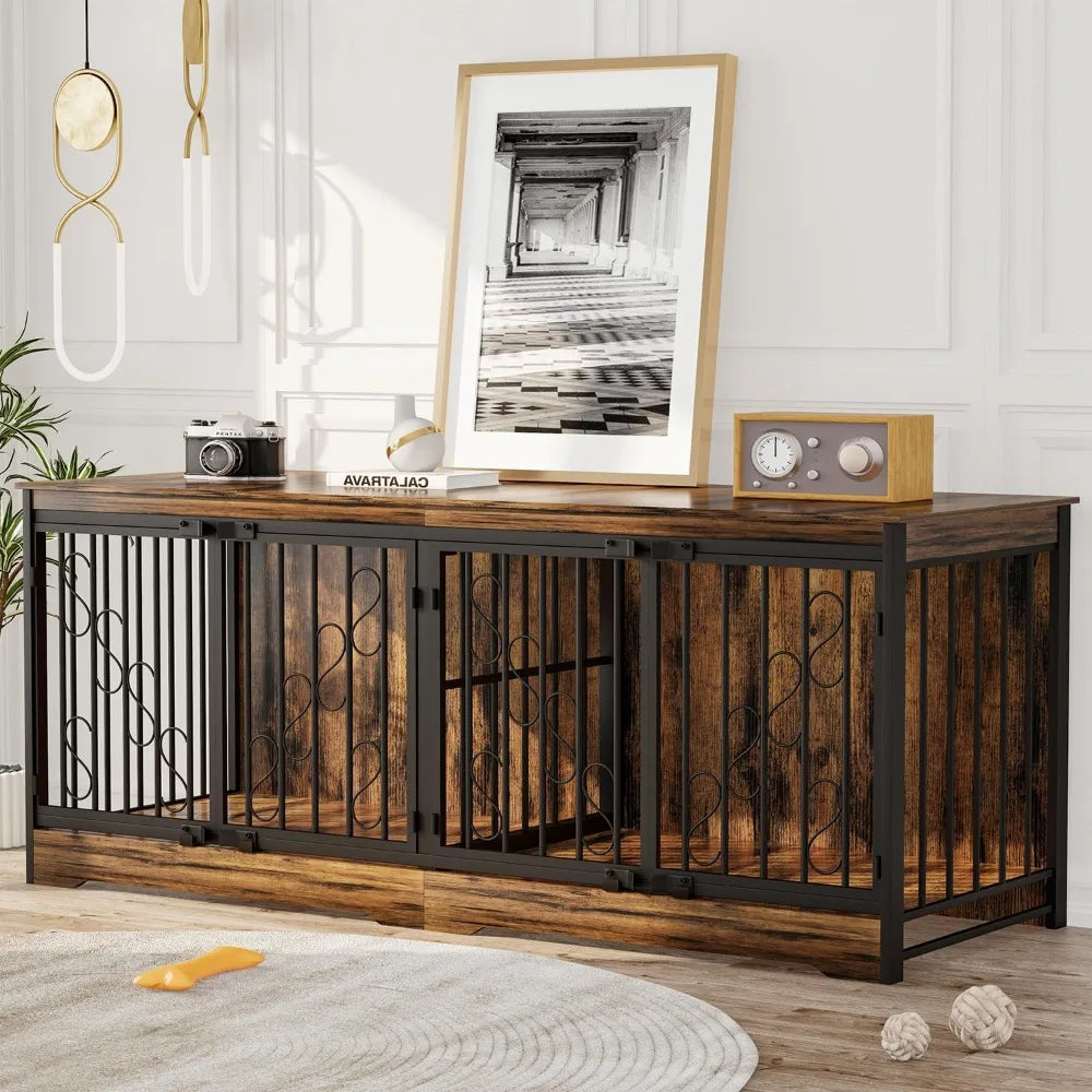 MKDK Double Dog Crate Furniture For Two Dogs Indoor Kennel