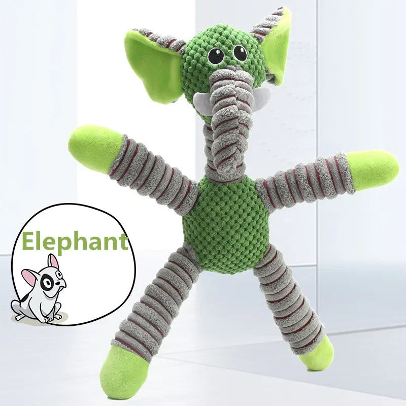 Indestructible Large Dog Squeaky Plush Toy Animal Shape Chew Molar Training Dental