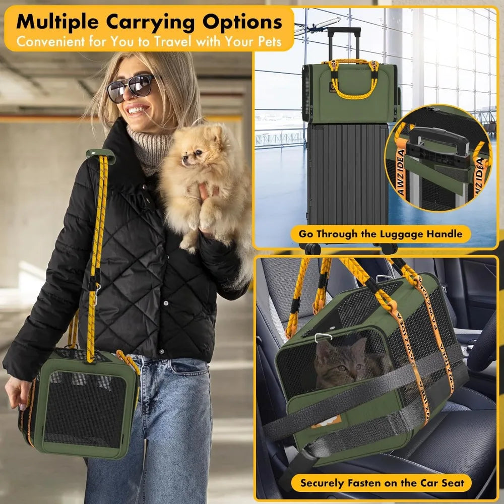 TIFICY Expandable Pet Carrier With Wheels TSA Airline Cat Carrier