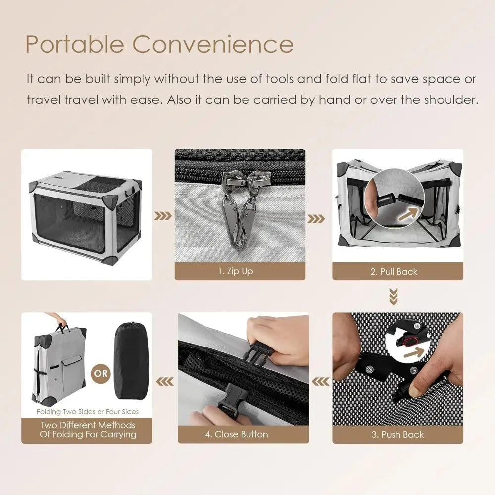 Collapsible Dog Crate for Extra Large Dogs Portable Travel Kennel