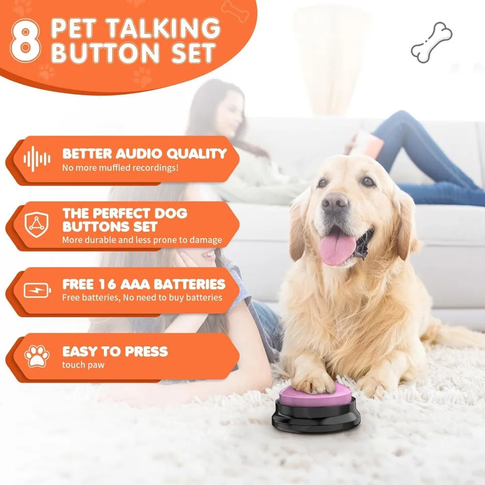 Dog Talking Buttons For Dogs 8 Recordable Sound Buttons 24 Scene Patterns Dog Button Mat