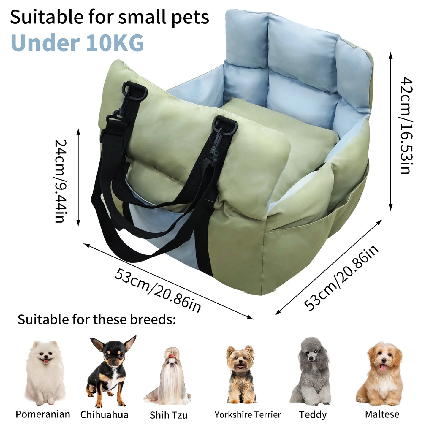 Dog Car Seat Travel Bed Carrier With Clip On Leash