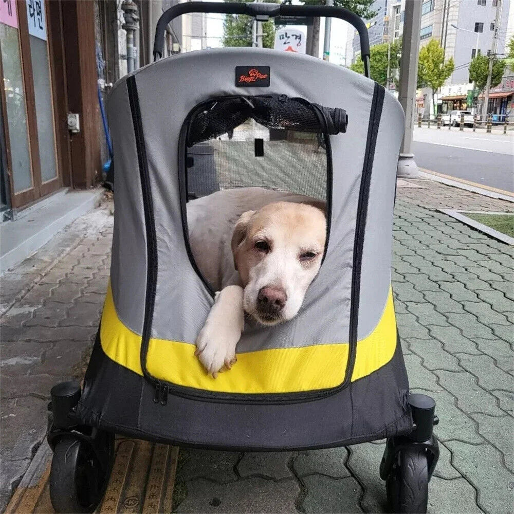 One Click Foldable Dog Stroller Portable AllTerrain 4Wheel TravelBuggy CarrierSystem