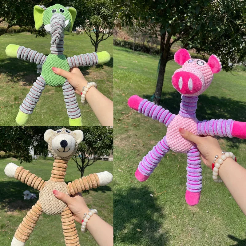 Indestructible Large Dog Squeaky Plush Toy Animal Shape Chew Molar Training Dental