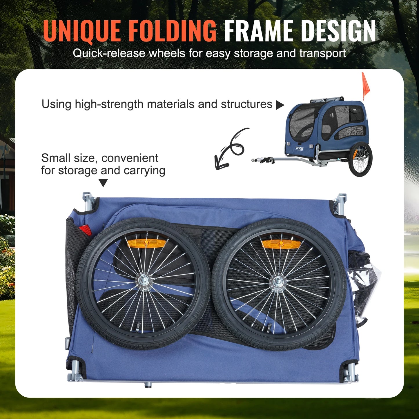 100lb Dog Bicycle Trailer Carrier With Reflectors And Coupler