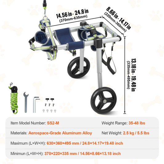Two Wheel Dog Wheelchair For Back Legs And Hind Limbs