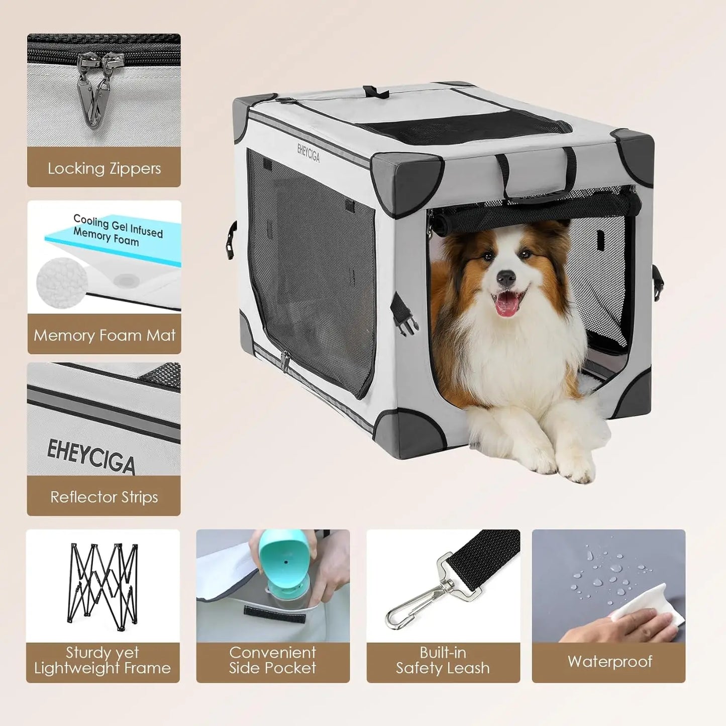 Collapsible Dog Crate for Extra Large Dogs Portable Travel Kennel