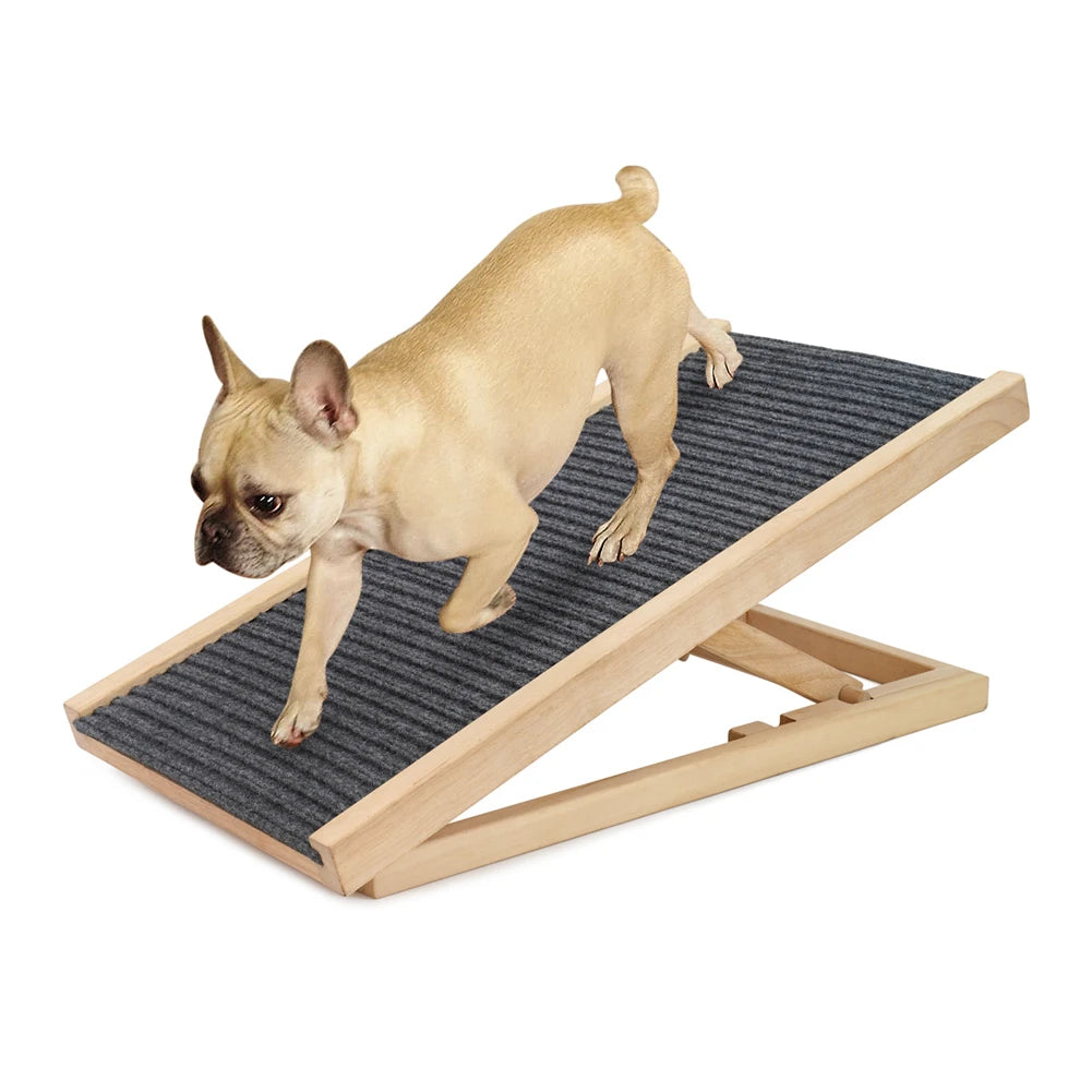 TWISTER.CK Pet Dog Ramp Ladder Natural Pine Wood Folding Anti-Skid