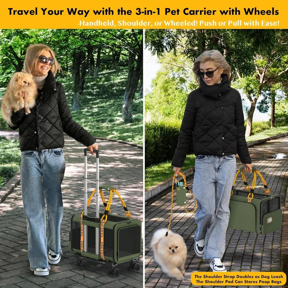 TIFICY Expandable Pet Carrier With Wheels TSA Airline Cat Carrier