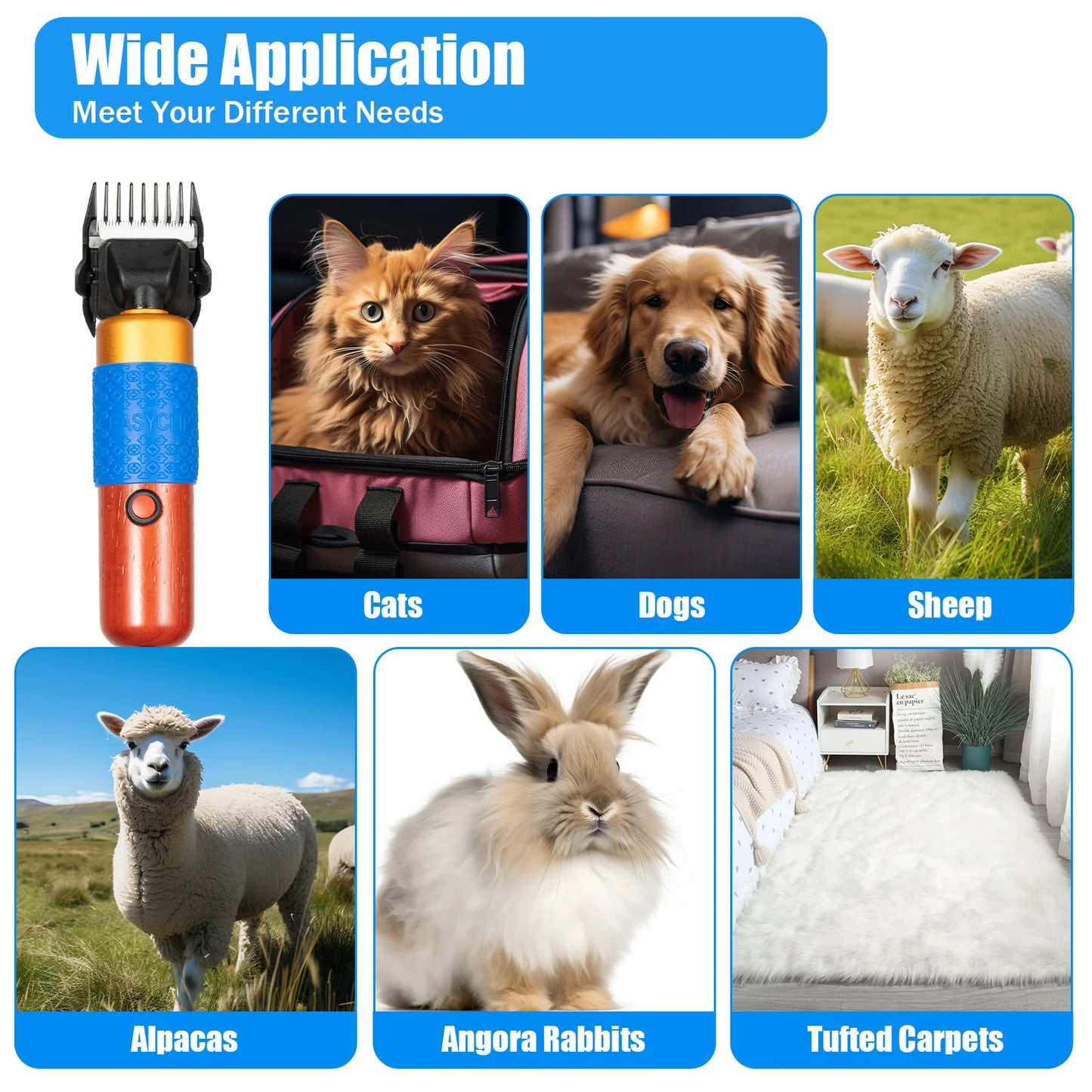 Professional Dog And Cat Hair Clipper Kit With Detachable Blades
