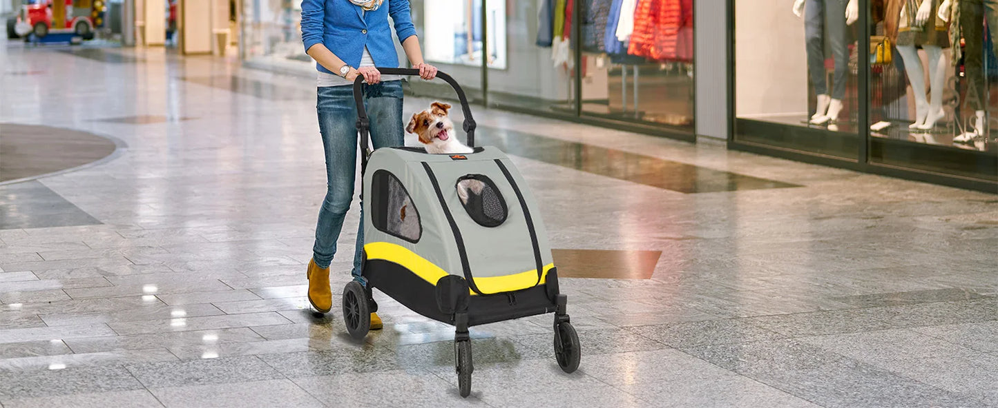 Premium Foldable Allterrain Dog Stroller Pram 4 Wheel Travel Jogger