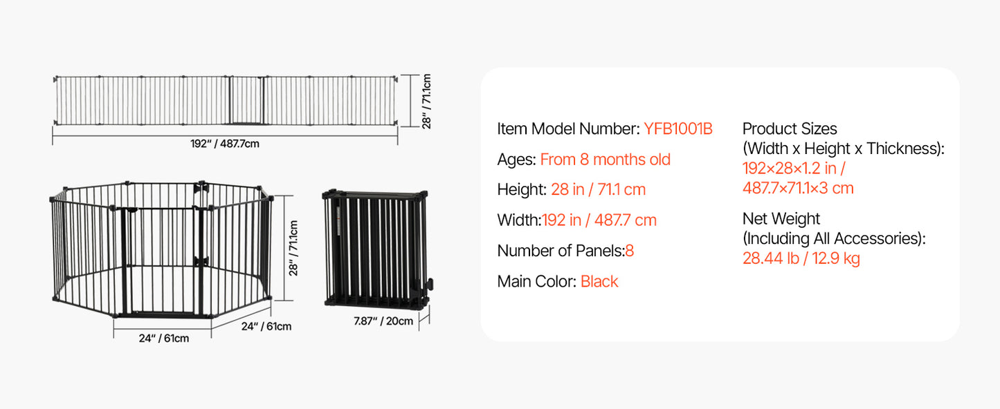 SucceBuy Baby Gate 28/30/36 Inches High Dog Gate Easy Step Walk Thru Child Pet Security Pressure Mount Kit Wall Cups Doorways