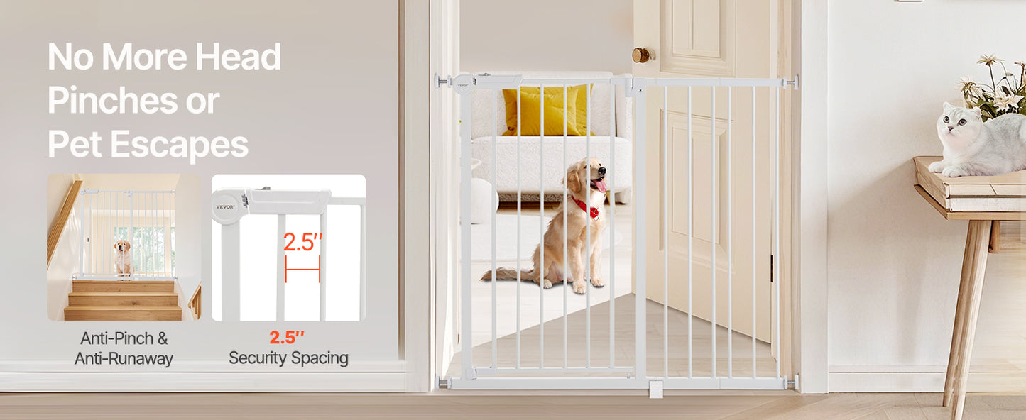 SucceBuy Baby Gate 28/30/36 Inches High Dog Gate Easy Step Walk Thru Child Pet Security Pressure Mount Kit Wall Cups Doorways