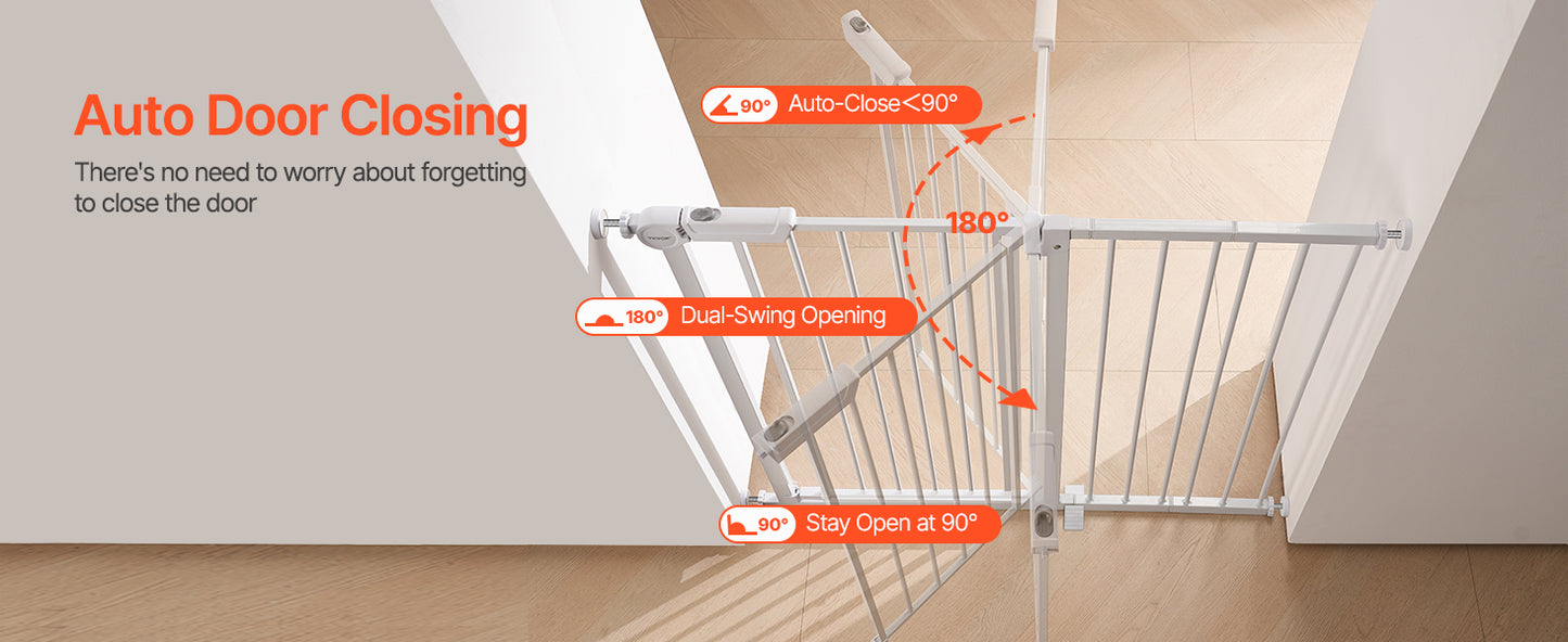 SucceBuy Baby Gate 28/30/36 Inches High Dog Gate Easy Step Walk Thru Child Pet Security Pressure Mount Kit Wall Cups Doorways